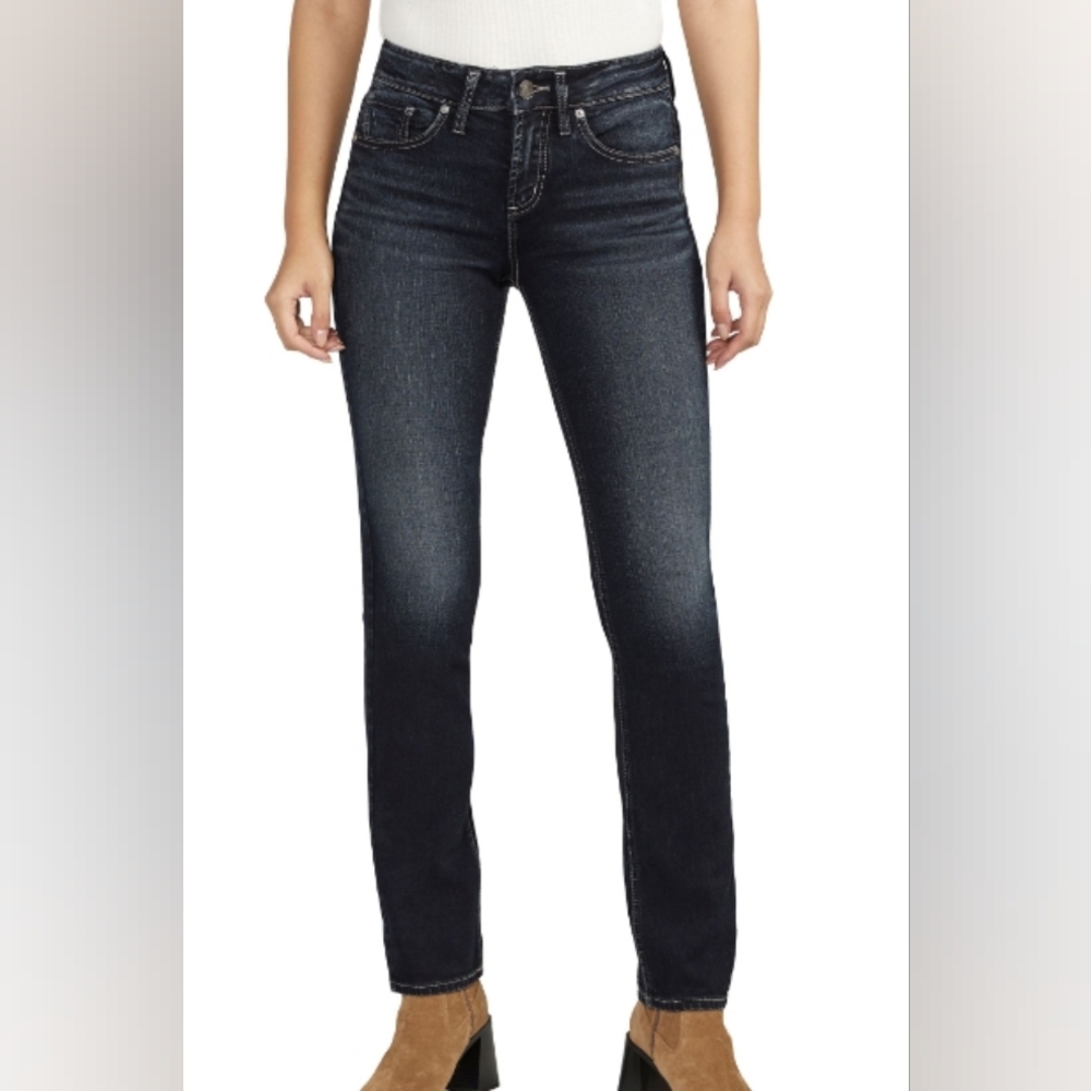 Women’s Dark Wash Straight Jeans - Classic Black